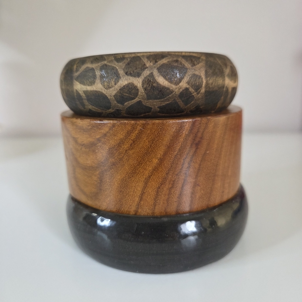 3 VintageBangles- 2 Wood & 1 Stone